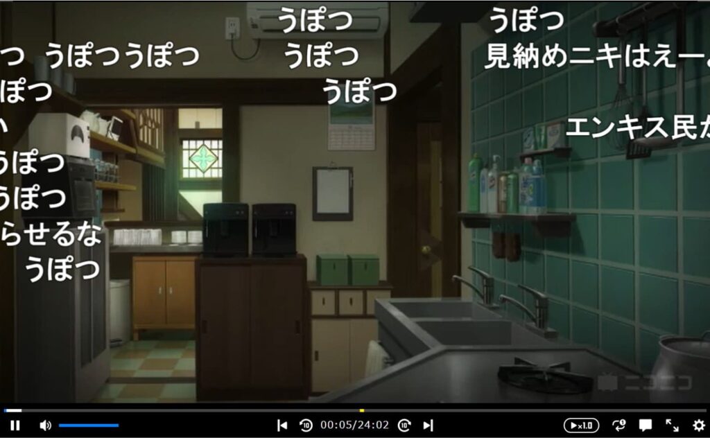 ニコニコ動画のトップページ。アニメやユーザー投稿動画が並ぶ
