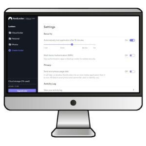 NordLockerの設定画面でセキュリティ機能を設定可能