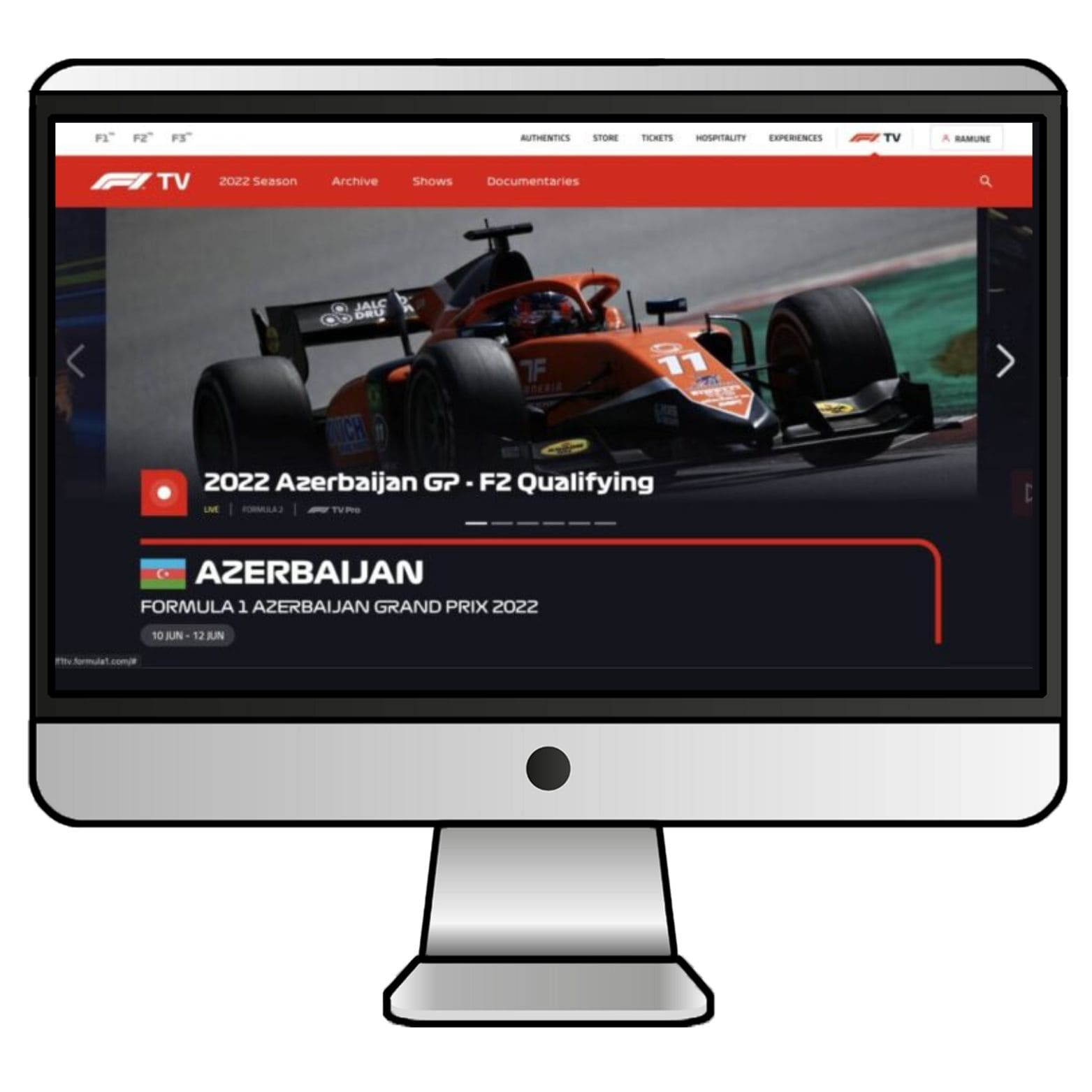 F1 TVのサイトトップ画面