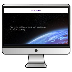終了前のFunimationは、日本からアクセスすると国外からの利用である旨のメッセージが表示された