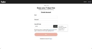 【fubo TVを日本から登録する方法】名前やZPNコードを入力