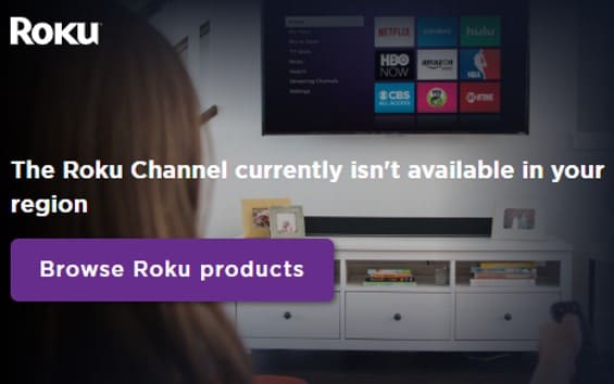 The Roku Channel currently isn't available in your region. と表示され、日本の回線ではRoku Channelが再生できない