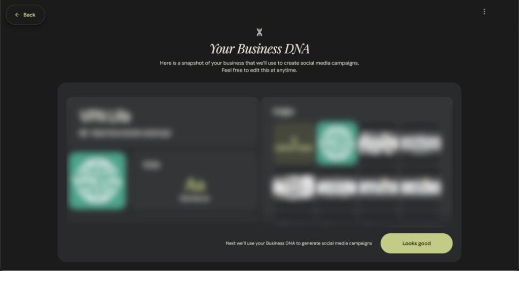 PomelliがWebサイトを読み取り、Business DNAを作っているところ