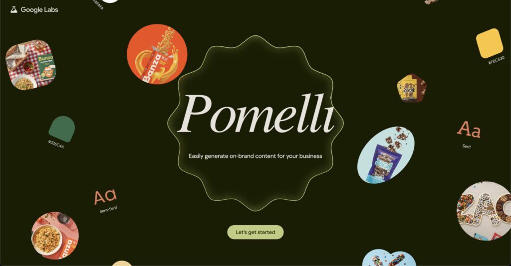 Pomelliの公式サイトを開いて「Let's get started」を押すところから始まる