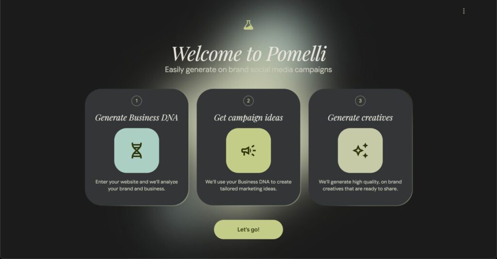 Pomelliの操作画面は英語のみで、個人のGoogleアカウントでログインして使う