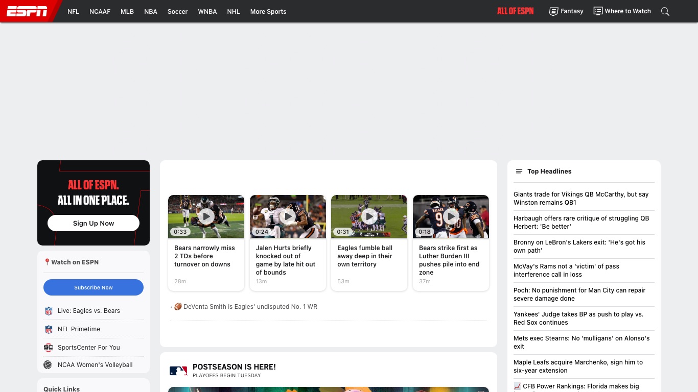 アメリカのVPNサーバーに接続するとESPNの申し込みボタンが表示される