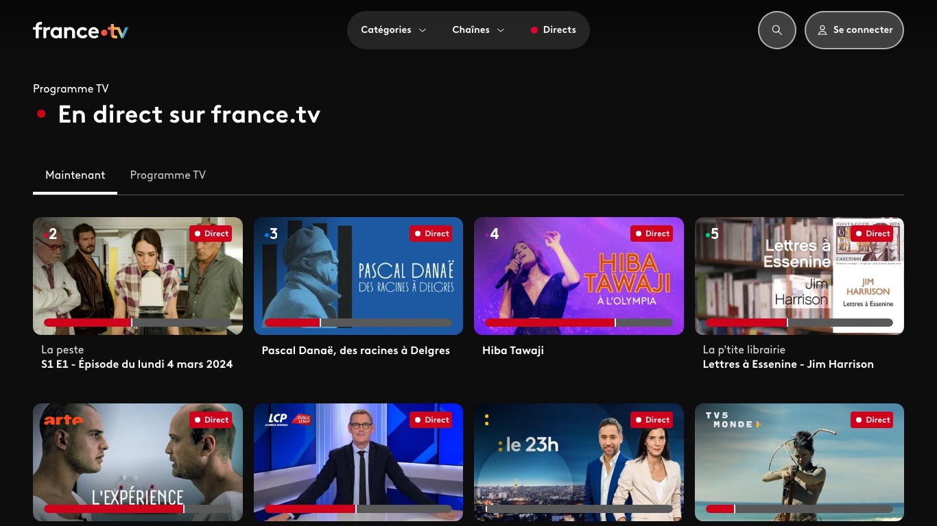 フランスのサーバーにつなげば、日本からでもfrance.tvのライブ配信が開く