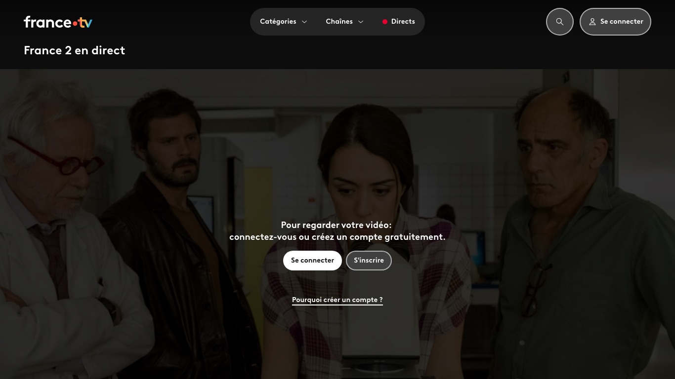 france.tvの動画を再生するには無料アカウントへのログインが必要