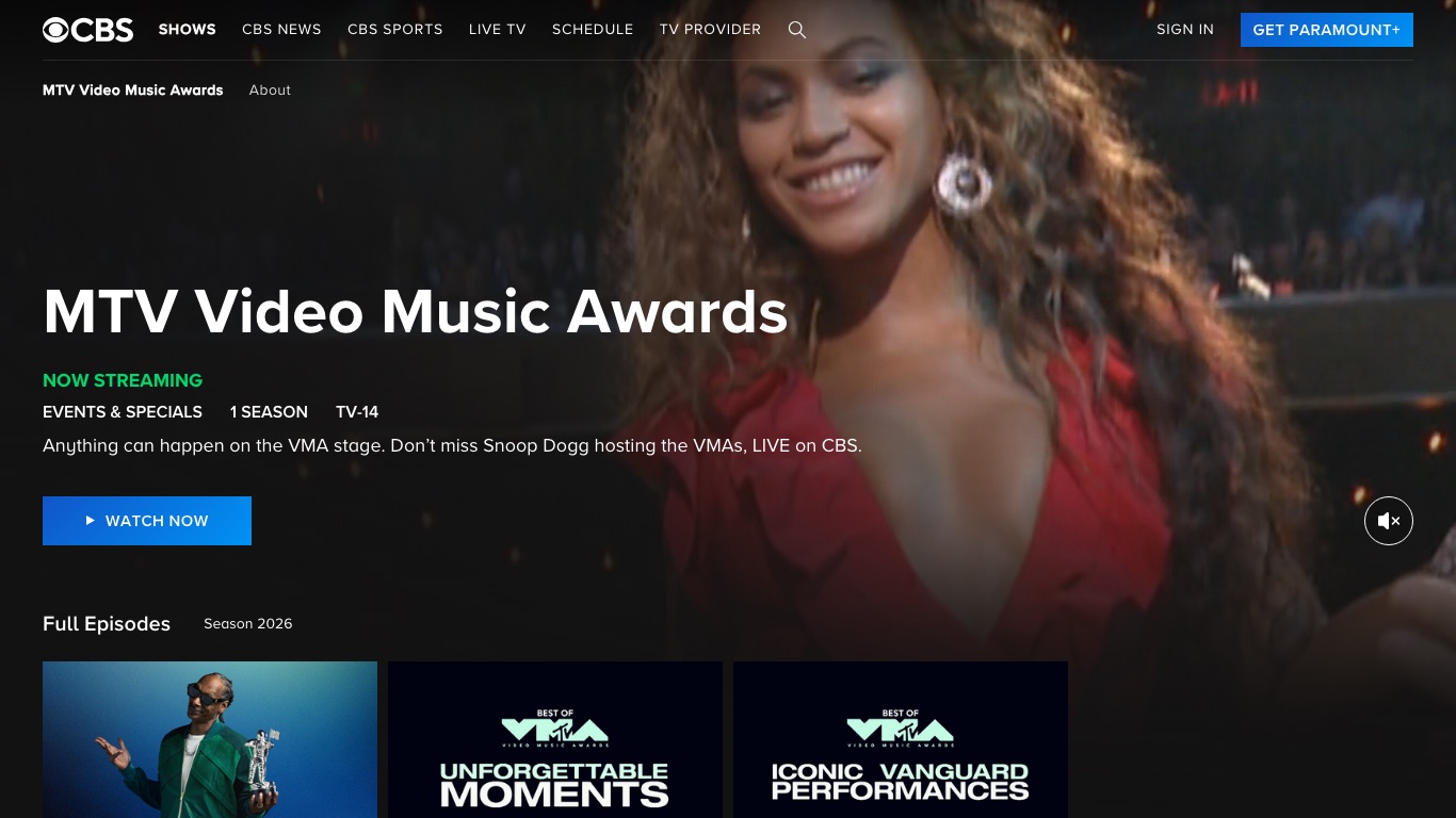 2026年のMTV VMAsはCBSで生放送され、現在はオンデマンドで配信中