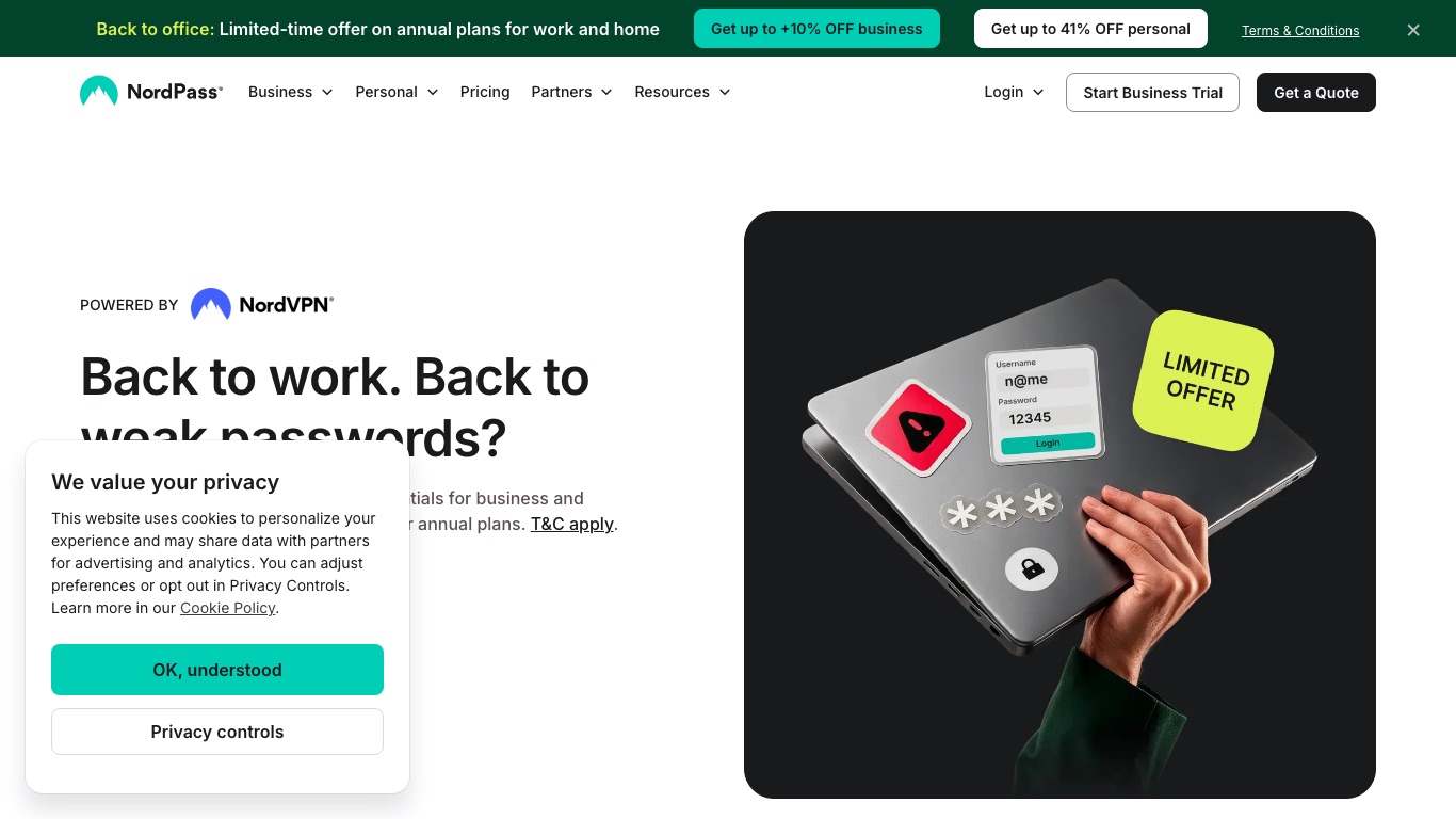 NordPassの公式サイト。NordVPNと同じNord Securityが提供するパスワード管理サービス