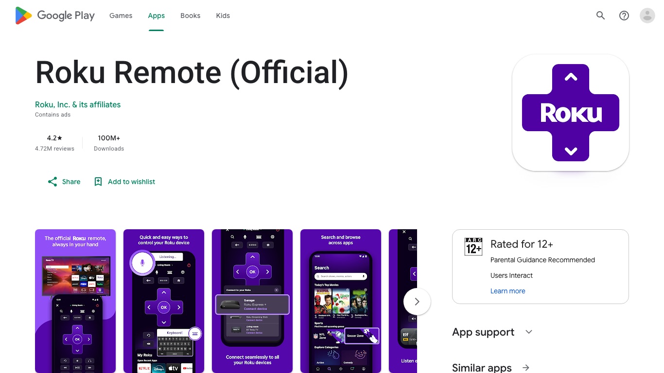 Roku Channelはスマホの公式アプリ「Roku Remote(Official)」からも視聴できる
