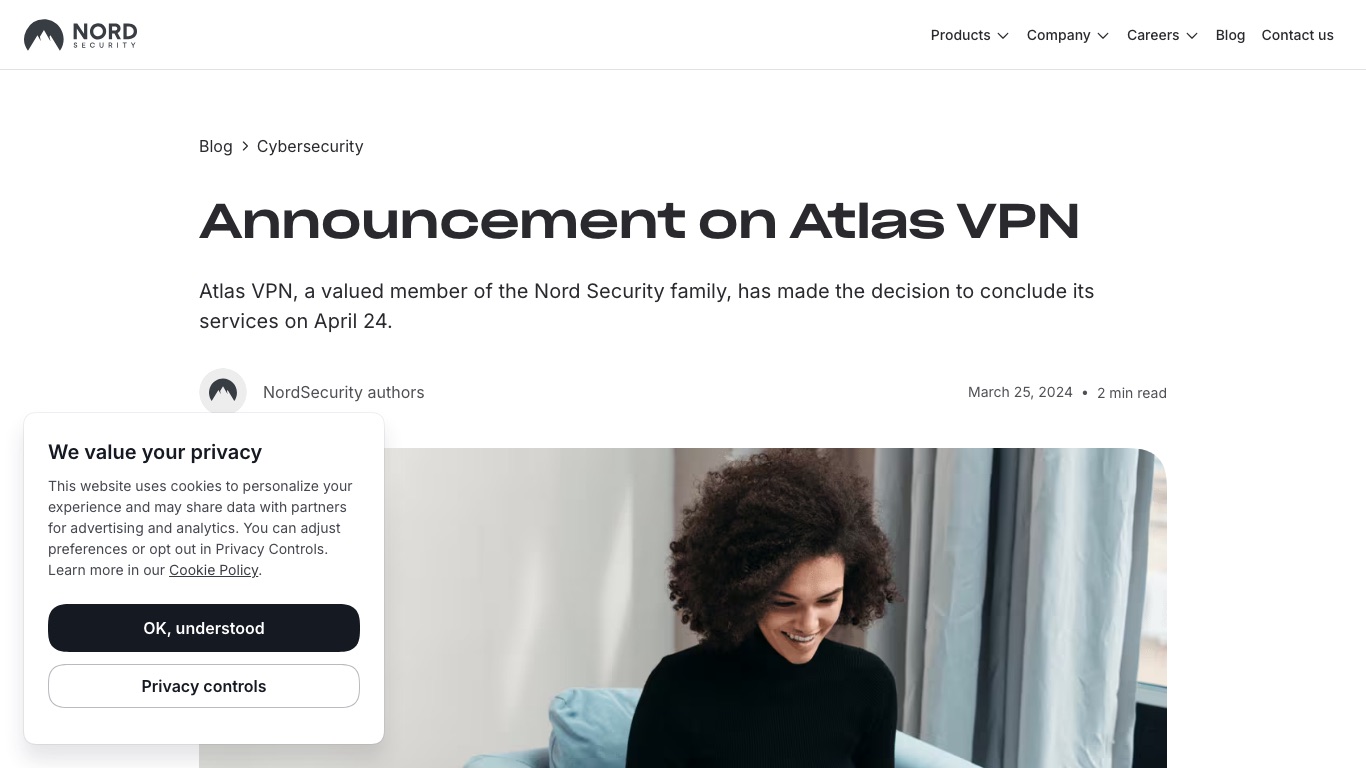 Atlas VPNは2024年4月24日にサービスを終了したとNord Securityが公式に発表している
