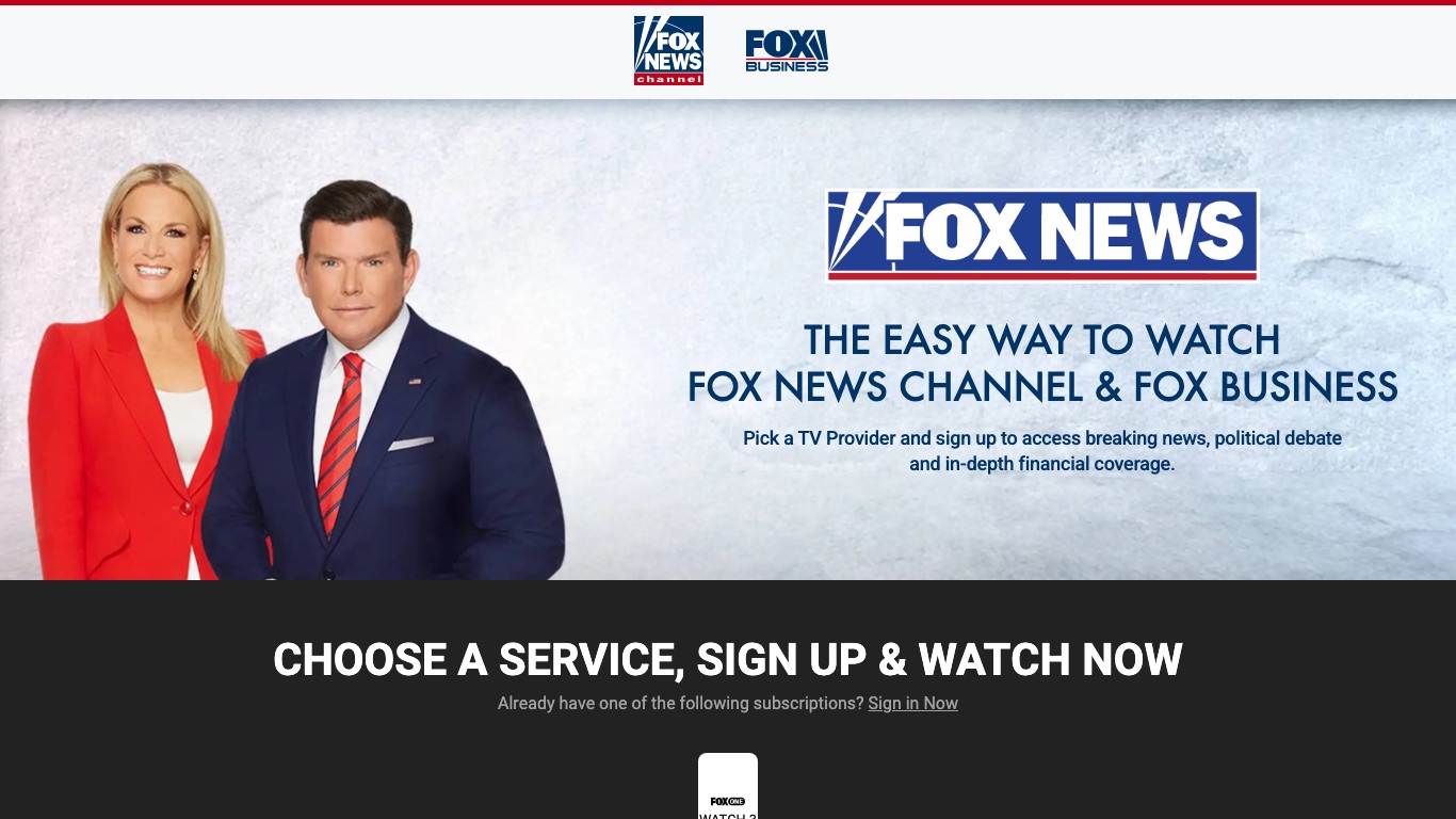 FOX Newsの公式ライブ配信を見るにはTVプロバイダーかFOX Oneの契約が必要