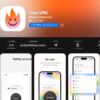 Hola VPNのApp Store掲載ページ。デベロッパはHola VPN Ltd、対応言語は英語のみと表示されている