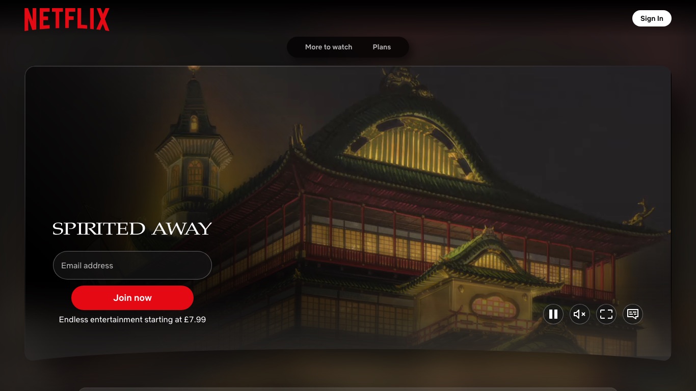 イギリス版Netflixの「千と千尋の神隠し」作品ページ。日本のNetflixでは同じURLが表示されない