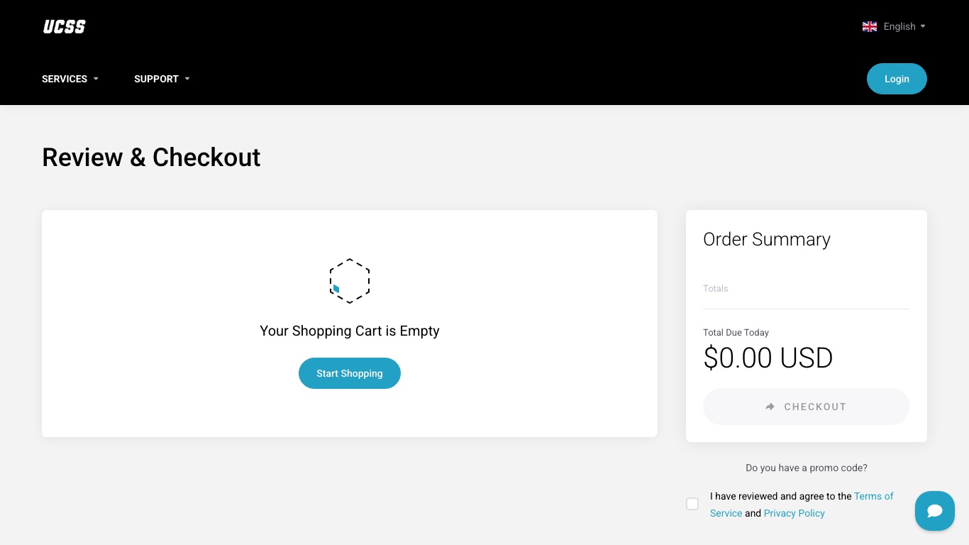 UCSSの申し込み画面。注文内容の下に「Do you have a promo code?」というコードの入力欄が用意されている