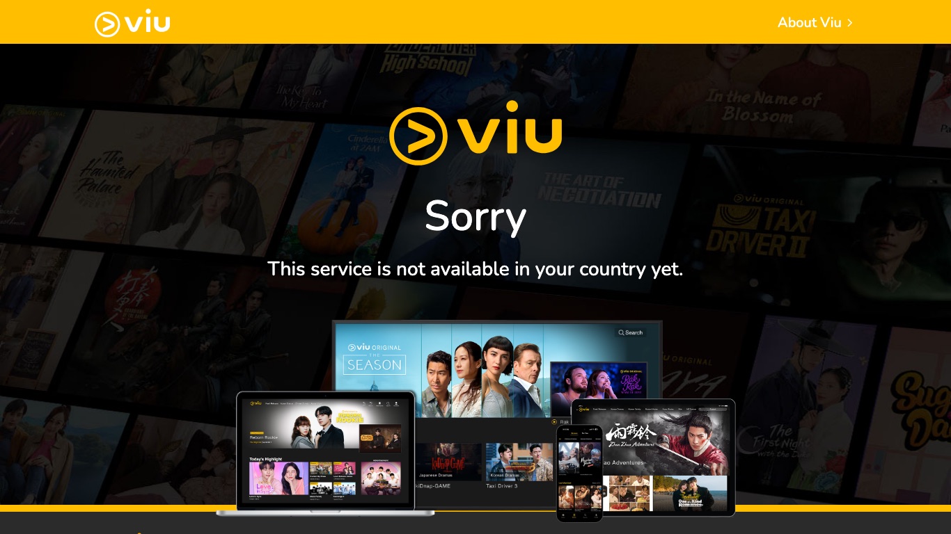 日本からViuにアクセスすると「This service is not available in your country yet.」と表示されて視聴できない